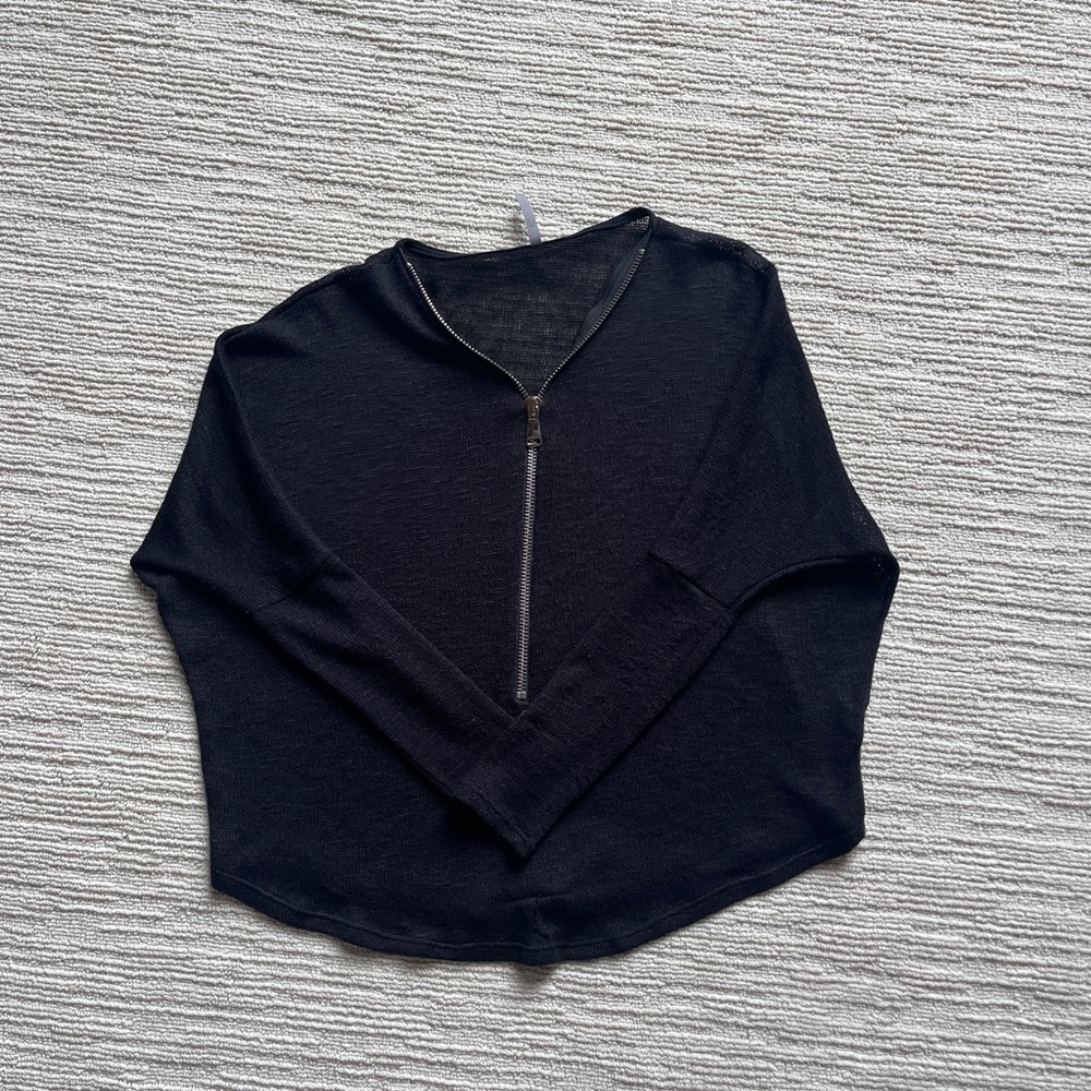 Jolie black mesh quarter zip sweater